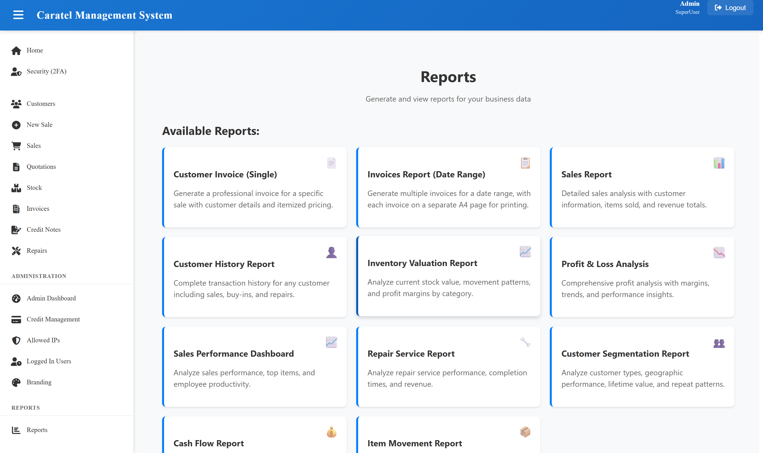 Caratel reports library